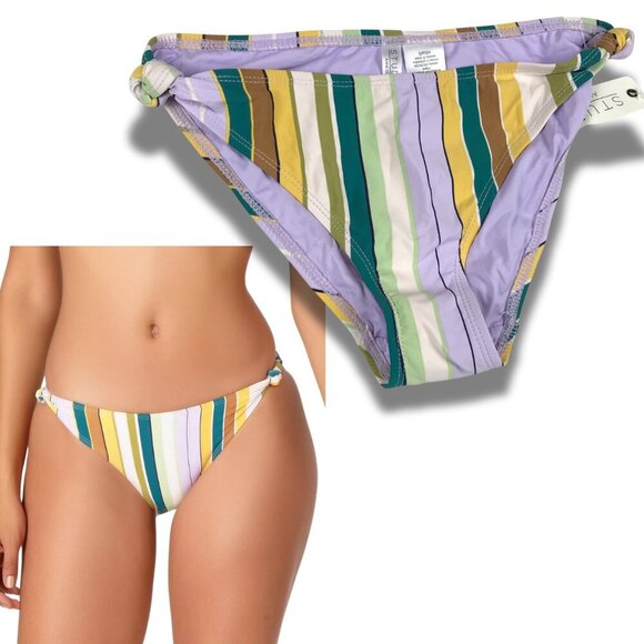 ANNE COLE Striped Bikini Bottom SMALL - Picture 3 of 8